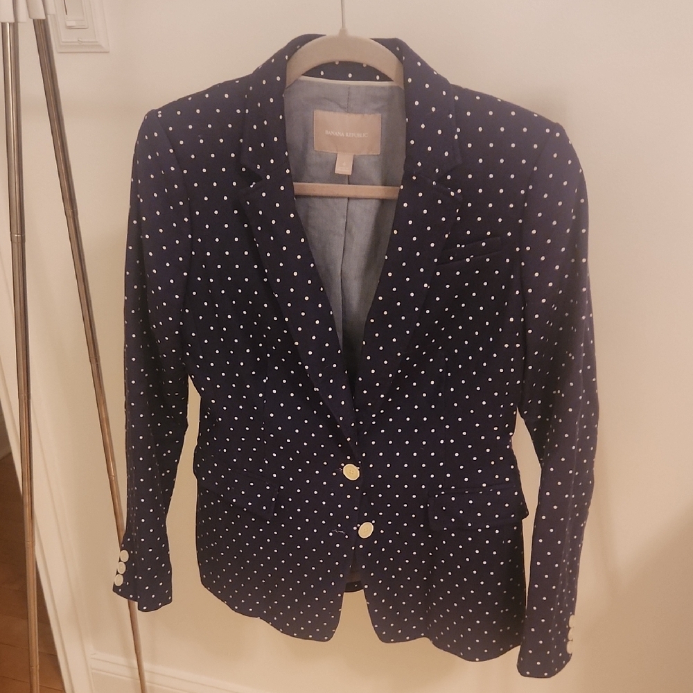 J.Crew Navy Polka Dot Blazer